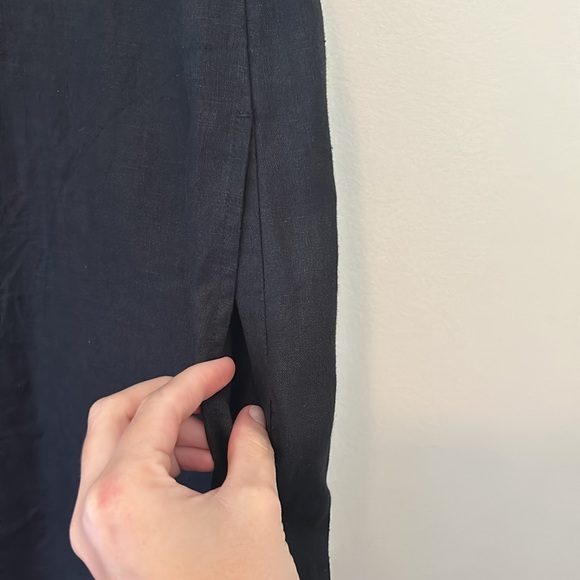 J. Jill Love Linen V Neck Button Down Maxi Dress in Black - Picture 4 of 9